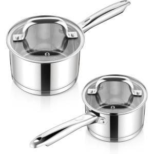 imageEfar 1 Quart Saucepan with Lid Stainless Steel Small Sauce Pan Boiling Pot for Cooking Compatible with All Stoves Healthy ampamp Non Toxic Oven ampamp Dishwasher Safe1QT  2QT