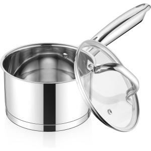imageEfar 1 Quart Saucepan with Lid Stainless Steel Small Sauce Pan Boiling Pot for Cooking Compatible with All Stoves Healthy ampamp Non Toxic Oven ampamp Dishwasher Safe3QT