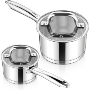 imageEfar 1 Quart Saucepan with Lid Stainless Steel Small Sauce Pan Boiling Pot for Cooking Compatible with All Stoves Healthy ampamp Non Toxic Oven ampamp Dishwasher Safe2QT  3QT