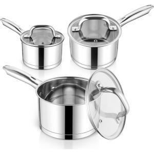 imageEfar 1 Quart Saucepan with Lid Stainless Steel Small Sauce Pan Boiling Pot for Cooking Compatible with All Stoves Healthy ampamp Non Toxic Oven ampamp Dishwasher Safe1QT  2QT  3QT