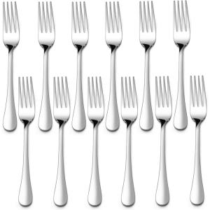 imageEfar 12Piece Salad Forks Stainless Steel 67 Inches Stainless Steel Fork Set for Home Kitchen Restaurant Mirror Finish Dishwasher SafeRound Handle