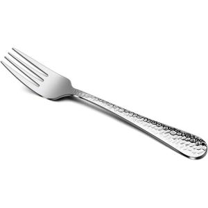 imageEfar 12Piece Stainless Steel Hammered Dinner Forks Set Salad Flatware Forks Use for Home Kitchen Restaurant Round Edge ampamp Mirror Polished Dishwasher safe  79 Inches67 Inches