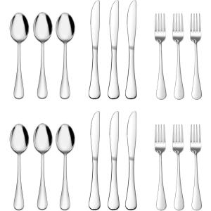 imageEfar 24Piece Hammered Forks Spoons and Knives Set Silverware Set for 8 Stainless Steel Square Flatware Set for Home Kitchen Restaurant Mirror Polished ampamp Dishwasher Safe18