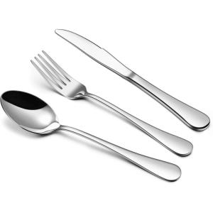imageEfar 24Piece Hammered Forks Spoons and Knives Set Silverware Set for 8 Stainless Steel Square Flatware Set for Home Kitchen Restaurant Mirror Polished ampamp Dishwasher Safe12