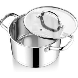 imageEfar 24Quart Large Stock Pot Stainless Steel Stockpot with Lid for Boiling Cooking Soup Stew Canning Heavy Duty TriPly Bottom Works wInduction Commercial Grade ampamp Dishwasher Safe5 Quarts