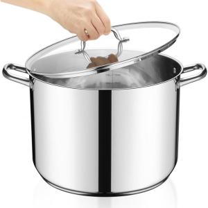 imageEfar 24Quart Large Stock Pot Stainless Steel Stockpot with Lid for Boiling Cooking Soup Stew Canning Heavy Duty TriPly Bottom Works wInduction Commercial Grade ampamp Dishwasher Safe24 Quarts