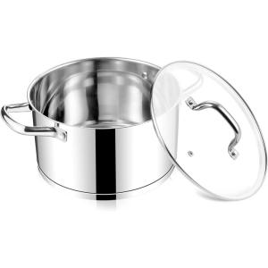 imageEfar 24Quart Large Stock Pot Stainless Steel Stockpot with Lid for Boiling Cooking Soup Stew Canning Heavy Duty TriPly Bottom Works wInduction Commercial Grade ampamp Dishwasher Safe6 Quarts
