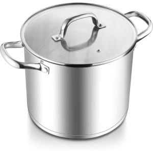 imageEfar 24Quart Large Stock Pot Stainless Steel Stockpot with Lid for Boiling Cooking Soup Stew Canning Heavy Duty TriPly Bottom Works wInduction Commercial Grade ampamp Dishwasher Safe10 Quarts