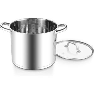 imageEfar 24Quart Large Stock Pot Stainless Steel Stockpot with Lid for Boiling Cooking Soup Stew Canning Heavy Duty TriPly Bottom Works wInduction Commercial Grade ampamp Dishwasher Safe12 Quarts