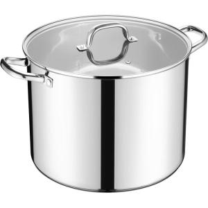 imageEfar 24Quart Large Stock Pot Stainless Steel Stockpot with Lid for Boiling Cooking Soup Stew Canning Heavy Duty TriPly Bottom Works wInduction Commercial Grade ampamp Dishwasher Safe20 Quarts