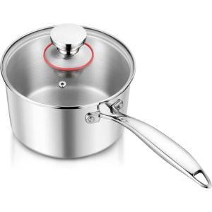 imageEfar 3Quart Saucepan TriPly Stainless Steel Sauce Pan with Glass Lid Small Cooking Induction Pot Compatible with All Cooktops Non Toxic Oven ampamp Dishwasher Safe2 Quarts