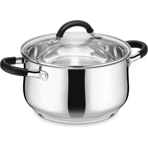 imageEfar 6 QT Stainless Steel Pot Stock Cooking Pot with Visible Lid for Simmering Soup Pasta TriPly Thick Base for Induction Gas Dual Silicone Handles for Heat Proof NonToxic ampamp Dishwasher Safe4 Quart