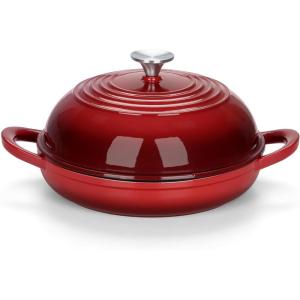 imageEfar Dutch Oven for Sourdough Bread Baking 6 Qt Round Enameled Cast Iron Dutch Oven for Homemade Artisan Bread Dome Lid ampamp Shallow Base Matte Black Interior ampamp Durable OvenSafe to 500 BlueRed