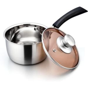 imageEfar Saucepan with Lid Max Capacity 2 Quart Stainless Steel Sauce Pot with Glass Lid for Cooking Easy Clean ampamp Rust Free Dishwasher SafeStainless Steel