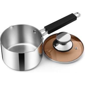 imageEfar Saucepan with Lid Max Capacity 2 Quart Stainless Steel Sauce Pot with Glass Lid for Cooking Easy Clean ampamp Rust Free Dishwasher SafeTriPly