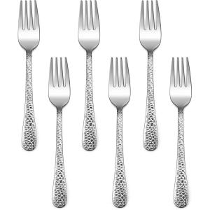 imageEfar Stainless Steel Kids Forks 6Piece Toddlers Forks Safe for PreschoolerChildren Hammered Adult look ampamp Small Size Rust Free ampamp Dishwasher SafeHammered Fork