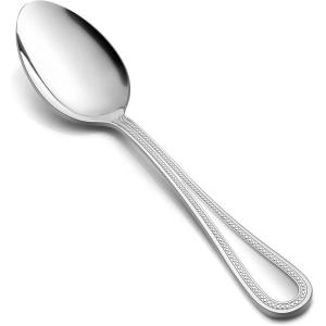 imageEfar Stainless Steel Teaspoons Set of 12 67 Inch Pearled Edge Small Dessert Tea Spoons Silverware for Home Kitchen and Restaurant Nontoxic Mirror Polished Dishwasher Safe79inches