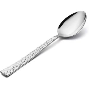 imageHammered Dinner Spoons Set of 6 Efar 79 Inch Stainless Steel Soup Spoons Tablespoons for Home Kitchen or Restaurant Nontoxic ampamp Mirror Polished Squared Edge ampamp Dishwasher Safe67 Inches