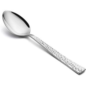 imageHammered Dinner Spoons Set of 6 Efar 79 Inch Stainless Steel Soup Spoons Tablespoons for Home Kitchen or Restaurant Nontoxic ampamp Mirror Polished Squared Edge ampamp Dishwasher Safe79 Inches