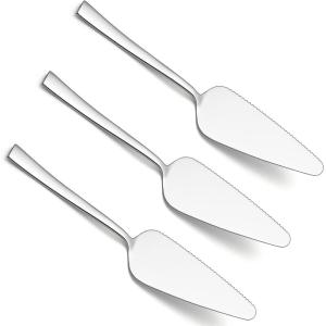 imageMatte Black Pie Server Set of 3 Efar 89 Inch Stainless Steel Cake Server Cutter for Pastry Cheese Pizza Serrated Edge with Square HandleSilver