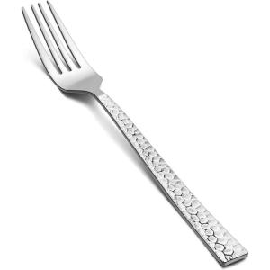 imageSalad Forks Set of 12 Efar 67 Inch Stainless Steel Hammered Dessert Forks for Home Kitchen or Restaurant Nontoxic ampamp Mirror Polished Squared Edge ampamp Dishwasher Safe79 Inches