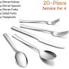 image20Piece Silverware Set Efar Stainless Steel Flatware Set Service for 4 Modern Tableware Cutlery Set includes Forks Spoons Knives Square Edge ampamp Mirror Finish Dishwasher Safe20 Pieces