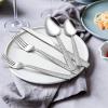 image35Piece Silverware Set with Serving Pieces Efar Stainless Steel Hammered Flatware Eating Utensils Service for 6 Modern Tableware Cutlery Set with Square Edge Mirror Polished Dishwasher Safe35Piece