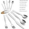 image35Piece Silverware Set with Serving Pieces Efar Stainless Steel Hammered Flatware Eating Utensils Service for 6 Modern Tableware Cutlery Set with Square Edge Mirror Polished Dishwasher Safe65Piece