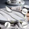 image35Piece Silverware Set with Serving Pieces Efar Stainless Steel Hammered Flatware Eating Utensils Service for 6 Modern Tableware Cutlery Set with Square Edge Mirror Polished Dishwasher Safe35Piece