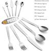 image35Piece Silverware Set with Serving Pieces Efar Stainless Steel Hammered Flatware Eating Utensils Service for 6 Modern Tableware Cutlery Set with Square Edge Mirror Polished Dishwasher Safe45Piece