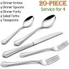 image40Piece Silverware Set for 8 Efar 1810 Stainless Steel Flatware Cutlery Metal Eating Utensil Tableware Forks and Spoon Sets for Restaurant Wedding  Simple Fancy Style ampamp Dishwasher SafeScalloped Edge