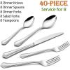 image40Piece Silverware Set for 8 Efar 1810 Stainless Steel Flatware Cutlery Metal Eating Utensil Tableware Forks and Spoon Sets for Restaurant Wedding  Simple Fancy Style ampamp Dishwasher SafeScalloped Edge