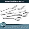 image40Piece Silverware Set for 8 Efar 1810 Stainless Steel Flatware Cutlery Metal Eating Utensil Tableware Forks and Spoon Sets for Restaurant Wedding  Simple Fancy Style ampamp Dishwasher SafeRound Edge