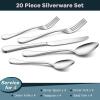 image40Piece Silverware Set for 8 Efar 1810 Stainless Steel Flatware Cutlery Metal Eating Utensil Tableware Forks and Spoon Sets for Restaurant Wedding  Simple Fancy Style ampamp Dishwasher SafeRound Edge