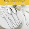 image40Piece Silverware Set for 8 Efar Stainless Steel Flatware Cutlery Set with Pearled Edge Include Forks Spoons and Knives Modern Tableware Eating Utensils for Kitchen Restaurant Dishwasher SafeSilver