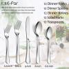 image60Piece Silverware Flatware Set Efar Stainless Steel Dinner Cutlery Utensil Set Service for 12 Suitable for HomeRestaurantHotelParty Simple Design Mirror Finished  Dishwasher SafeSimple