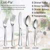 image60Piece Silverware Flatware Set Efar Stainless Steel Dinner Cutlery Utensil Set Service for 12 Suitable for HomeRestaurantHotelParty Simple Design Mirror Finished  Dishwasher SafeSimple