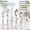 image60Piece Silverware Flatware Set Efar Stainless Steel Dinner Cutlery Utensil Set Service for 12 Suitable for HomeRestaurantHotelParty Simple Design Mirror Finished  Dishwasher SafeSimple