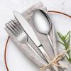 image60Piece Silverware Flatware Set Efar Stainless Steel Dinner Cutlery Utensil Set Service for 12 Suitable for HomeRestaurantHotelParty Simple Design Mirror Finished  Dishwasher SafeSimple