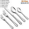 image60Piece Silverware Set Efar Stainless Steel Classic Flatware Cutlery Set Eating Utensils for Restaurant Hotel Party Service for 12 Mirror Finish Dishwasher Safe