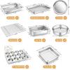 imageEfar 10Piece Baking Pans set Stainless Steel Bakeware Set for Oven Include Cake PanBaking Cookie SheetPizzaMuffinLoaf Pan NonToxic ampamp Heavy Duty Dishwasher SafeSilver