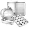 imageEfar 10Piece Baking Pans set Stainless Steel Bakeware Set for Oven Include Cake PanBaking Cookie SheetPizzaMuffinLoaf Pan NonToxic ampamp Heavy Duty Dishwasher SafeSilver