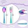 imageEfar 10Piece Rainbow Toddler Utensils Kid Stainless Steel Silverware Set Children Safe Forks and Spoons Set for Self Feeding Healthy ampamp NonToxic Mirror Polished ampamp Easy to CleanRainbow