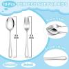 imageEfar 10Piece Rainbow Toddler Utensils Kid Stainless Steel Silverware Set Children Safe Forks and Spoons Set for Self Feeding Healthy ampamp NonToxic Mirror Polished ampamp Easy to CleanSilver