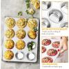imageEfar 12Cup Muffin Pan Set of 3 Stainless Steel Cupcake Pan Tins NonToxic Metal Cupcake Tray for Baking Small Muffin Cakes Heavy Duty ampamp Regular Size Rust Free ampamp Dishwasher SafeSilver