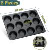 imageEfar 12Cup Muffin Pan Set of 3 Stainless Steel Cupcake Pan Tins NonToxic Metal Cupcake Tray for Baking Small Muffin Cakes Heavy Duty ampamp Regular Size Rust Free ampamp Dishwasher SafeBlack