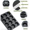 imageEfar 12Cup Muffin Pan Set of 3 Stainless Steel Cupcake Pan Tins NonToxic Metal Cupcake Tray for Baking Small Muffin Cakes Heavy Duty ampamp Regular Size Rust Free ampamp Dishwasher SafeBlack