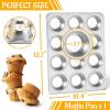 imageEfar 12Cup Muffin Pan Set of 3 Stainless Steel Cupcake Pan Tins NonToxic Metal Cupcake Tray for Baking Small Muffin Cakes Heavy Duty ampamp Regular Size Rust Free ampamp Dishwasher SafeSilver