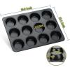 imageEfar 12Cup Muffin Pan Set of 3 Stainless Steel Cupcake Pan Tins NonToxic Metal Cupcake Tray for Baking Small Muffin Cakes Heavy Duty ampamp Regular Size Rust Free ampamp Dishwasher SafeBlack