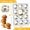 imageEfar 12Cup Muffin Pan Set of 3 Stainless Steel Cupcake Pan Tins NonToxic Metal Cupcake Tray for Baking Small Muffin Cakes Heavy Duty ampamp Regular Size Rust Free ampamp Dishwasher SafeSilver